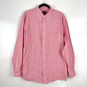 Jos. A. Bank Red Gingham Long Sleeve Button Down Shirt Cotton Men's Size Large